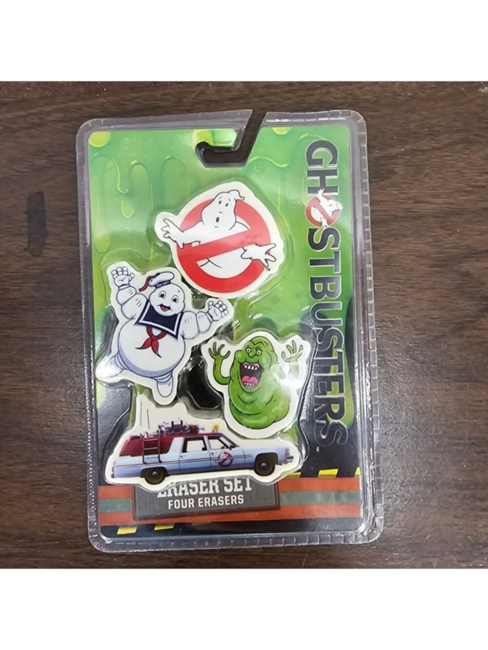 Ghostbusters Eraser Set - 4-Pack Featuring Stay Puft Slimer Ecto-1 Car & Logo De